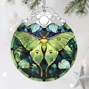 2 x Luna Moth Ornament, Stained Glass Christmas Decorations, Christmas Ornaments for Tree, Holiday Ornament, Gifts for Moth Lovers, Holiday Party Gifts, Gift Ideas & Xmas Gift