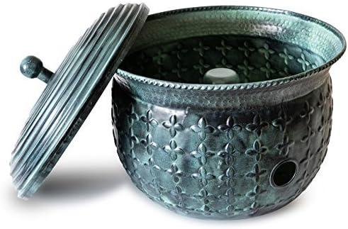LifeSmart Garden Hose Storage Pot Holder with Lid Forest Green, Woven Whisper) | Water Hose Pot Container For Outside and Indoor Use | Handmade Pot