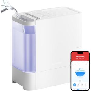 SwitchBot Evaporative Humidifier for Bedroom 4.5L, 750ml/ h, No Mist, No White Dust, Tap Water Fillable, Top Fill, Washable Filter, for Baby, Nursery, Plants, Indoor, Work with Matter, HomeKit, Alexa