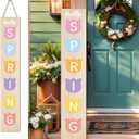 Spring Wooden Porch Sign 45.2"H Spring Welcome Signs Flower Outdoor Decor for Spring Front Porch Decorations (Flower)