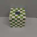 5.7" Square Tissue Box Cover, Handmade Checkered Cube Tissue Box Cover with Capiz Shells, Decorative Tissue Holder for Living Room, Bathroom, Bedroom or Office (Pistachio Green)