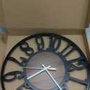 1st owned Wall Clock for Living Room -16" Silent Non Ticking, Battery Operated, Black Metal, Antique Wood Clocks for Farmhouse, Dining Room, Bedroom, Kitchen Clock Wall Decor- Arabic Numerals