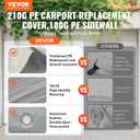 VEVOR Carport Replacement Canopy Cover Top + Side Wall 12 x 20 ft, Garage Tent Shelter Tarp Heavy-Duty Waterproof & UV Protected, Easy Installation with Ball Bungees,Grey (Frame Not Included)