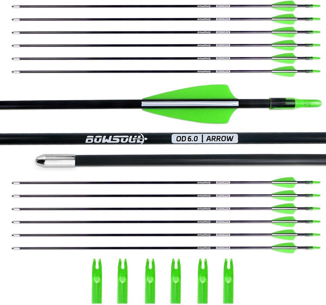 BOWSOUL 31“ Archery Arrows Training Practice Target Arrows for Kids Youth or Beginners Safe Blunt Points Durable Shaft on Recurve Bows Youth Bow and Longbows(Pack of 12)