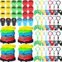 Skylety 72 Pcs Video Game Party Favor Set, Rubber Bracelets Stamps Video Game Acrylic Lobster Keychain Gamer Birthday Party Favors Supplies, Gift Bag Stuffer for Kids