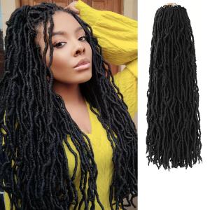 Soft Locs 24 Inch 6 Packs 108 stands Crochet Hair Faux Locs Pre-looped Super Lightweight Goddess Locs Synthetic Crochet Hair Braids For Black Women (1B, 24Inch Pack of 6)