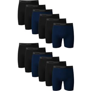 Hanes Men's Underwear Boxer Briefs Pack, Cool & Breathable Cotton Moisture-wicking Underwear for Men, No Ride Up (Large, Navy/Black - 12 Pack)