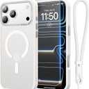 Stronger Magnetic & Shockproof for iPhone 17 Pro Case,Fit for MagSafe, with Screen Protector & Wrist Strap, Military-Grade Drop, Translucent Slim for iPhone 17 Pro Case, Glacier White