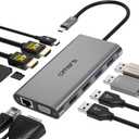 USB C Laptop Docking Station Dual Monitor HDMI for Dell HP 11 in 1 Type USB C Hub Triple Display Multiport Adapter Dongle to 2 HDMI 4K Ethernet 4 USB PD SD TF VGA for MacBook Lenovo Surface