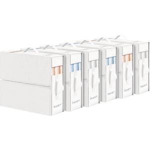 DIMJ Bed Sheet Organizers and Storage 6 Pack - Foldable Sheet Organizer for Linen Closet, Bedding Storage Box for organization, Sheets Set Holder for Blanket, Towel (King & Queen Size), White