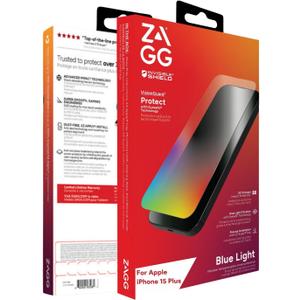 ZAGG InvisibleShield VisionGuard Screen Protector for iPhone 15 Plus/iPhone 16 Plus  Tempered Glass, 5X Stronger, Blue Light Filter, Ultra HD Clarity, Anti-Scratch, Bubble-Free