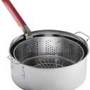 Gas One Aluminum Cooking Pot Deep Fryer with Basket 10QT Aluminum Fry Pot with Easy Grip Handle Durable Food Grade Outdoor Fryer with Perforated Strainer Basket Ideal for Seafood, Chicken