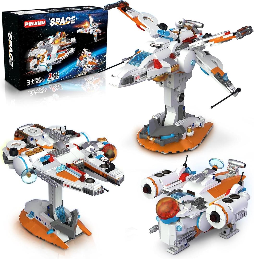 STEM 3 in 1 Space Vehicle Building Set - Creative Play Space Building Set with Spacecraft Model, Drone, and Wing Fighter, Great Birthday Gift Toy for Star Fans Kids Boys Ages 8+
