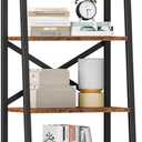 Furologee 5-Tier Ladder Shelf with 2 Drawers,Narrow Bookshelf Storage Shelves,Industrial Bookcase Freestanding Rack Units for Bedroom,Living Room,Bathroom,Home Office,Balcony,Wood Metal,Rustic Brown