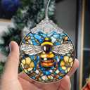 Set of 3 Christmas Tree Ornaments, Stained Glass Style Hanging Decorations and Acrylic Window Suncatchers, Hummingbird, Butterfly and Bee Designs, for Women Mom