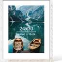 Hongkee 24x30 Frame, Distressed White Wood Style - Display Posters 18 x 24 with Mat or 24x30 without Mat, Wall Mounting Horizontal and Vertical, 1 Pack