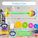 3-in-1 Kids Fitness Set with Adjustable Barbell, Kettlebell & Reusable Water Bottle Kids Gym Equipment for Pretend Play Exercise, Fun Fitness Toys for Boys & Girls Home Workout