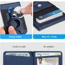For Magsafe Wallet Stand with Airtag Holder, Strongest Magnetic Phone Wallet for iPhone 17/16/15/14/13/12 Series, ID Window, 4 Card Slots, 10 Cards Holder, Vegan Leather, RFID Blocking, Navy Blue