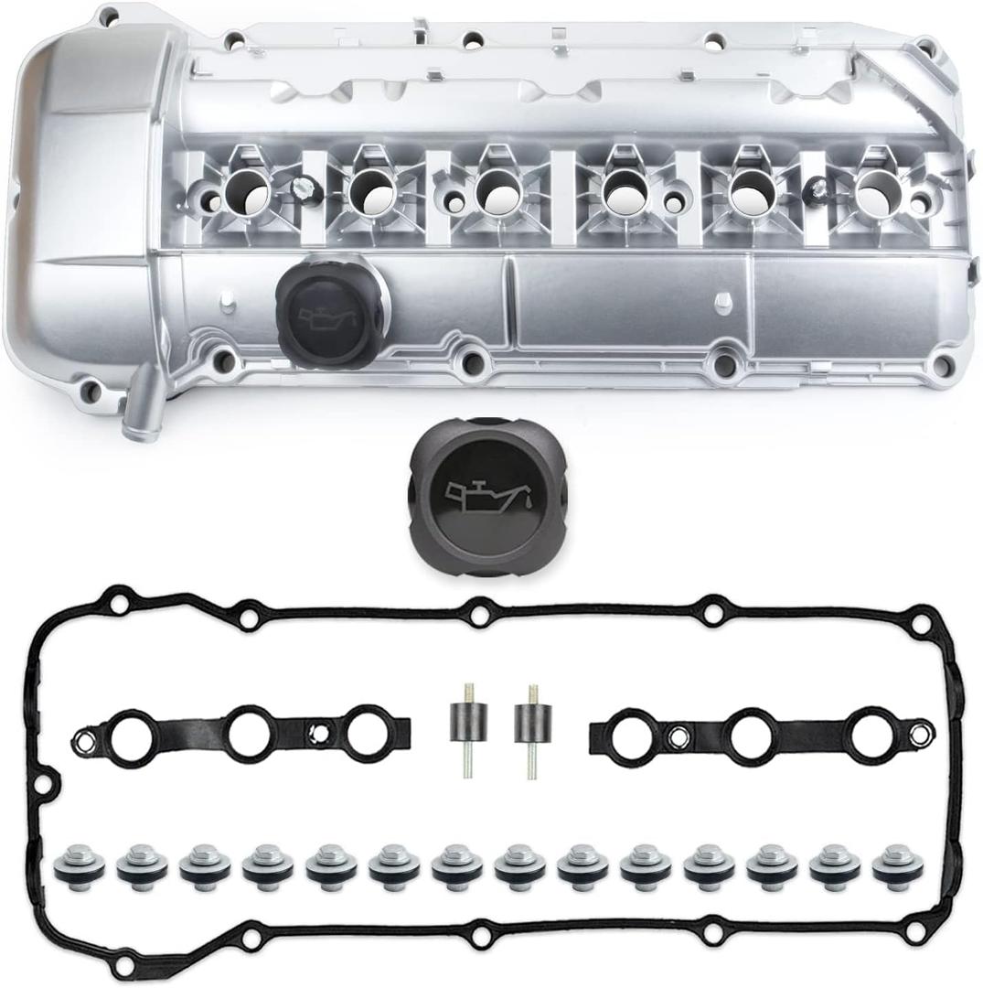 MITZONE Upgrade Aluminum Valve Cover kit Compatible with 2002-2006 BMW X5 X3 530i 525i 325i 325ci 325xi 330i 330xi 330Ci z4 Replace 11127512839
