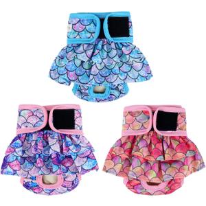 Langsprit Female Dog Diapers (3 Pack), Highly Absorbent, Reusable (Medium (Pack of 3))
