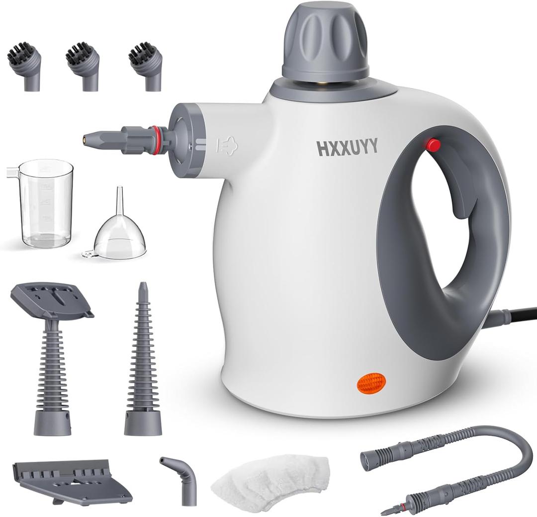Multi-Surface Handheld Pressurized Steam Cleaner with 11 PCS Accessory Portable Steamer for Cleaning, Multipurpose Steam Cleaner for Home/Car/Bathroom/Grease/Upholstery/Floor/Grout and More(White)