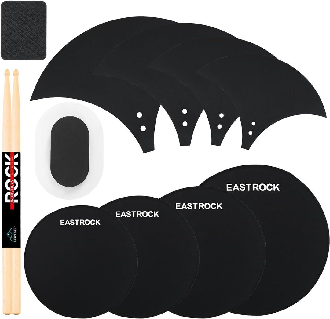 EASTROCK Drum Mute Pads Set 11 Pieces With Cymbal Pad + Hi hats Set Pad, Foam Drum Silencer Pads, Fit 10, 12, 14, 16" (drum+cymbal pad-11 pack standard set)