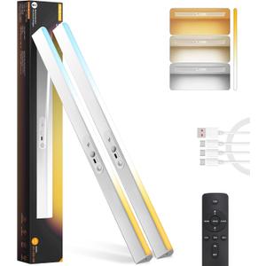 Closet Lights Motion Sensored with Eye-Protection Design, Rechargeable LED Wardrobe Lighting with Remote and Magnetic,120 LED 4000 mAh Cabinet Light Battery Operated for Pantry Wardrobe, 24inch