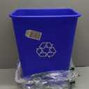 Amazon Basics Trash Can, Rectangular Commercial Office Wastebasket, Recycle Logo, 10 Gallon (Pack of 1), Blue
