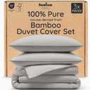 Bambaw 100% Viscose Derived from Bamboo Duvet Cover Queen Size  3 Pieces Cooling Duvet Cover Queen Size Set, Super Soft Duvet Cover Queen, Breathable Duvet Cover, No Comforter (Moonlight Gray)