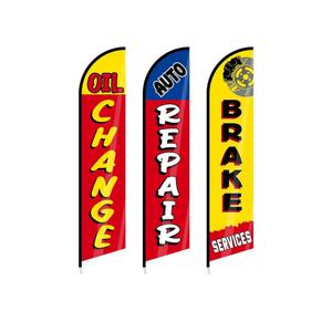 3 Pack Auto Repair Shop Oil Change Feather Flag Sets, 12 x 2.5 ft Large Brake Services Advertising Windless Flag for Business Mechanics Automotive Car Repair Shops
