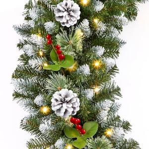 SHareconn 9FT Prelit Artificial Christmas Garland with Color Changing Lights and Timer by Batteries Operated for Mantle Table Stairs Fireplace Xmas Decoration, Holiday Indoor Outdoor, 9 FT, Snow : Home & Kitchen