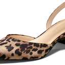 Coutgo Womens Low Chunky Heels Slingback Closed Pointed Toe Pumps Party Wedding Dress Shoes (10, Leopard)