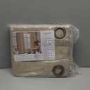 Short Blackout Curtains 45 Inch Length 2 Panels, Thermal Insulated Total Light Blocking Linen Window Curtains for Farmhouse Bedroom Basement, Bronze Grommet, Burlap, Each 52" Wide