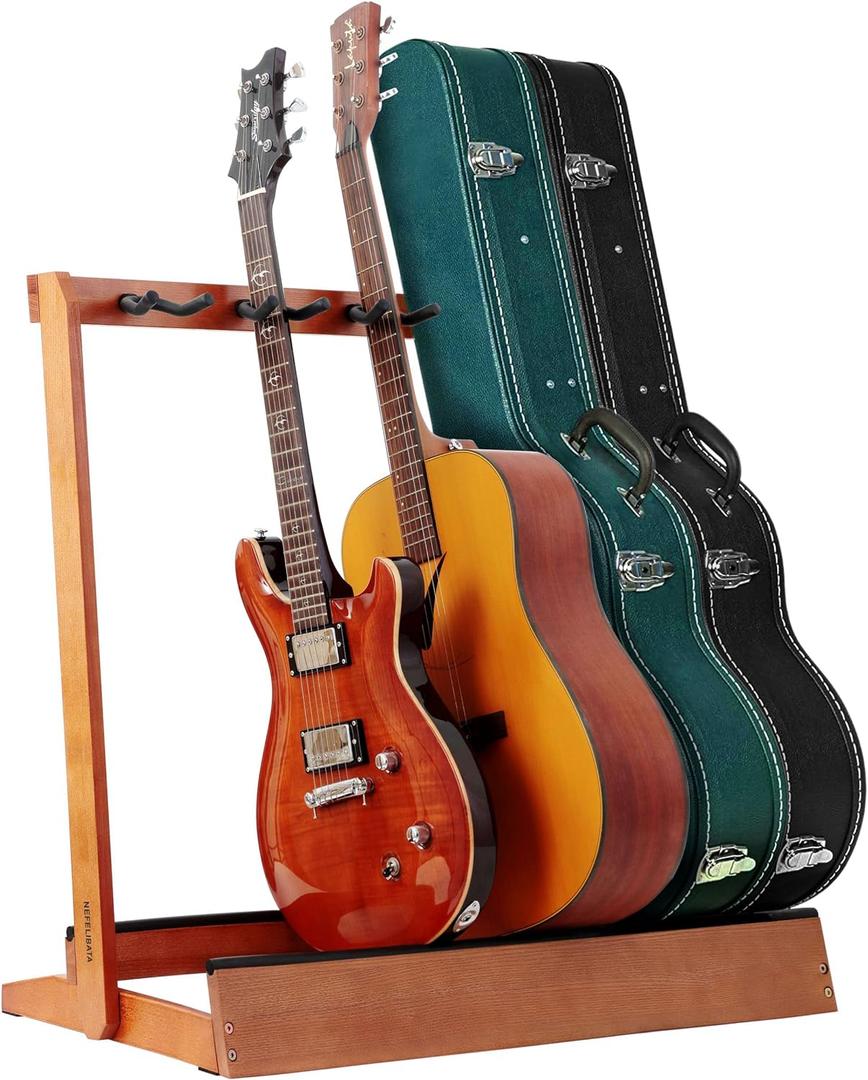 Nefelibata Multiple Guitar Stand 5 Holders Wooden Guitar Stands Floor Rack for Guitars and Case,Electric,Acoustic Guitar, Bass, Cello-German Ash wood Nefelibata Multiple Guitar Stand 5 Holders Wooden Guitar Stands Floor Rack for Guitars and Case,Electric,Acoustic Guitar, Bass, Cello-German Ash wood