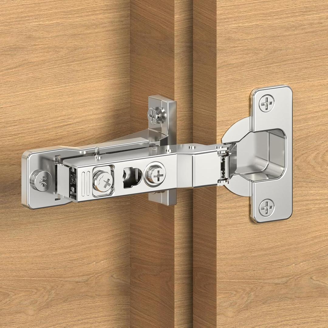 Face Frame Inset Cabinet Hinge (4pcs), 105 Face Frame Insert, Soft Close, Silent, 6 Way Adjustable Hinge for Kitchen Cabinets, Bookcases, Wardrobes