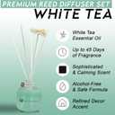 Premium Reed Diffuser Set - Room Freshener & Aromatherapy Diffuser for Homes | 100ml Glass with 5 Rattan Sticks & Flower Rattan | Smokeless, Toxin-Free | Lasts Up to 35 Days (White Tea)
