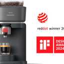 Philips Baristina Espresso Machine, Grind, Tamp & Brew Coffee Beans in One Swipe, Compact, 16 Bar Pump Pressure, Automatic Grinder, Black with Berry Red Portafilter (BAR301/60)