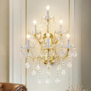 Modern Crystal Wall Sconce Lights- 6 Light Maria Theresa Crystal Wall Sconces Lighting Gold Wall Lamp Chandelier Light Fixtures for Living Room Wall Sconce Light Wall Mounted Lamp Indoor, 17" x 11.1" x 28.9"