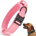 Tactical Dog Collar, Adjustable Military Training Nylon Dog Collar with Control Handle and Heavy Quick-Release Metal Buckle for Small Medium Large Dogs, Light Pink S (Small :Width 1",Neck 11.4-13.7")