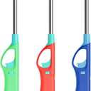 3Pcs Refillable Butane Lighters, Larger BBQ Grill Click Flame Long Stem Lighter Adjustable Soft Flame Multipurpose Lighters(No Butane Fuel Inside)(Enchanced Version)