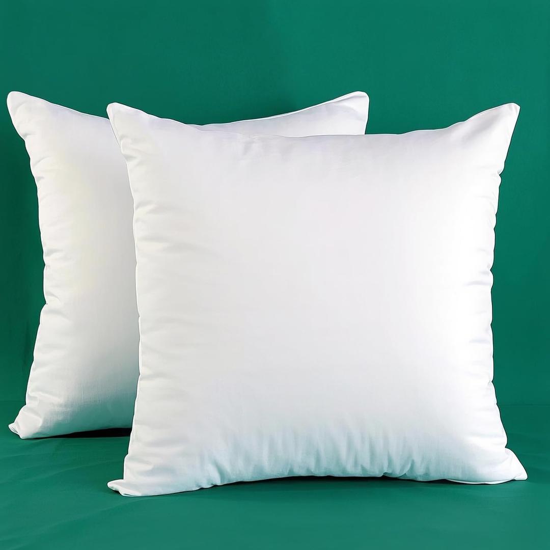 Set of 2 Ultra Plump Cotton Fabric Throw Pillow Inserts, Filler for Decorative Cushion Cover, 18 X 18 Inches, There are Multiple Sizes to Choose from