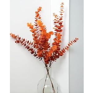 Avoik 3 PCS Large Artificial Branches 31.4 inches Fall Artificial Eucalyptus Leaves Fake Faux Plastic Tall Stem Autumn Plants for Indoor Outdoor Table Centerpiece Fireplace Halloween Home Decor