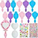 Liliful 12 Pack Princess Foam Mirror Kits Decorate Your Own Princess Mirrors Party Supplies Kids Unbreakable Toy Crafts for Girls Party Favors Birthday DIY Decorations (Cute,Pink,Purple,Blue)