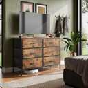 WLIVE Dresser for Bedroom with 6 Fabric Drawers, Rustic Brown, 15.6"D x 42.3"W x 29.8"H
