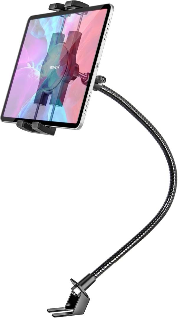 Car or Truck Seat Rail Tablet Mount, Heavy Duty Gooseneck Car Floor Tablet Holder Bolt Stand with 20-inch Aluminum Arm, for iPad Pro Air Mini, Galaxy Tab, Z Fold, Fire HD, iPhone, 4-13" Devices