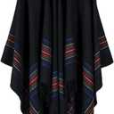 Bakerdani Poncho Capes with Hood Pashmina Cardigans Blanket Shawls with Tassels (One size:130*150cm, Black)