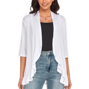 Argstar Women's 3/4 Sleeve Cardigan (White, XXXL)