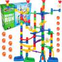 Marble Genius Marble Run - 150 Complete Pieces Maze Track Easter Toys for Adults, Teens, Toddlers & Kids Aged 4-8 Years Old, (85 Translucent Marbulous Pieces + 65 Glass-Marble Set), Super Set