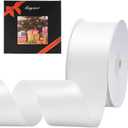 Solid Color Double Faced White Satin Ribbon 2" X 50 Yards, Ribbons Perfect for Crafts, Wedding Decor, Bow Making, Sewing, Gift Package Wrapping and More
