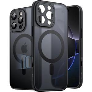 JETech Magnetic Case for iPhone 16 Pro 6.3-Inch with Camera Control Button, Compatible with MagSafe, Translucent Matte Back Slim Shockproof Phone Cover (Black Titanium)